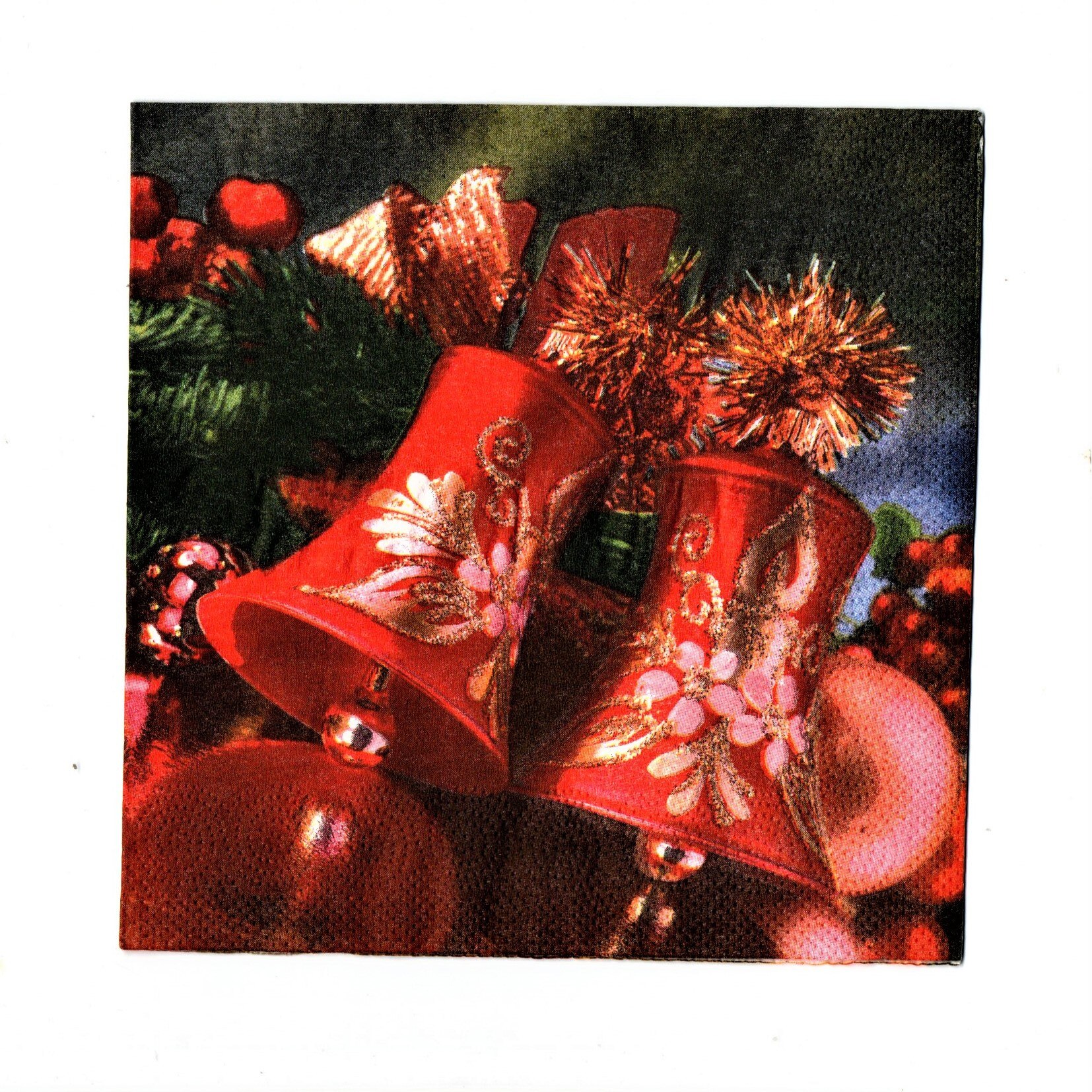 Pachet Servetele de Craciun Masa 10 buc Clopotei 33x33 cm