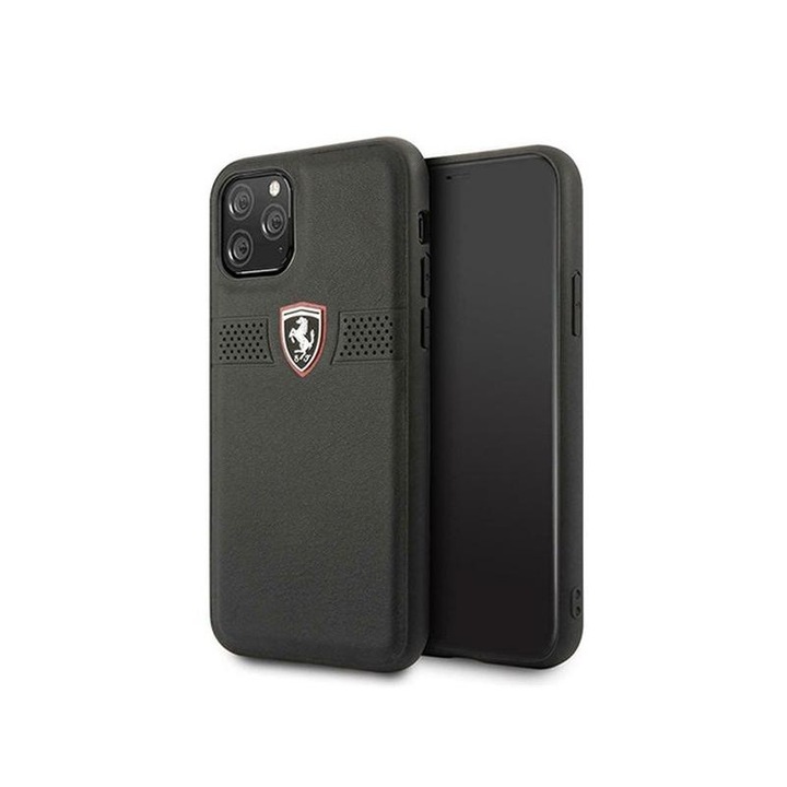 Ferrari off track iphone 11 pro fekete szemcsés bőrtok