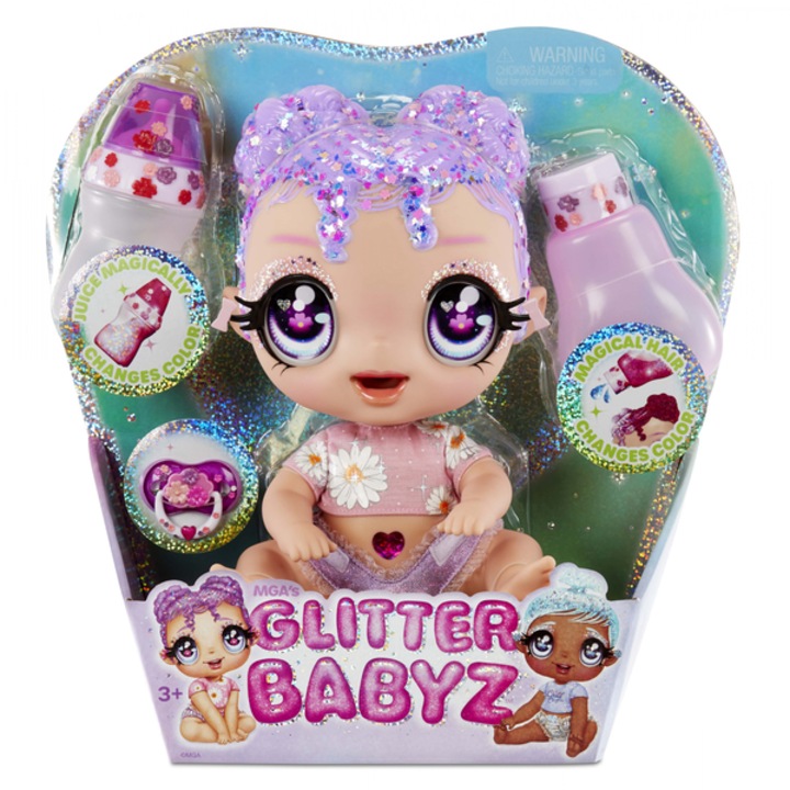 Glitter Babyz: Lila Vildbloom színváltós baba - lila