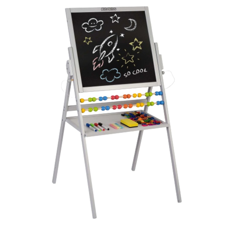 Set tabla multifunctionala DacEnergy©, numaratoare, include un set de marker, 101 x 54 x 55 cm, gri