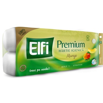 Hartie igienica Elfi Premium Mango, 3 straturi, 10 role Hartie igienica Elfi Premium Mango, 3 straturi, 10 role