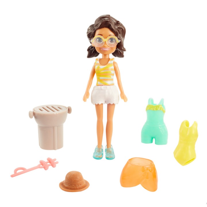 Papusa Polly Pocket - Cookout Cutie Shani, Pachet Fashion cu 10 accesorii