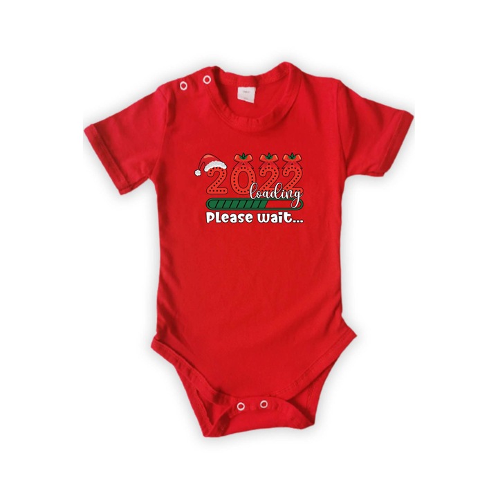 Body de Craciun pentru bebelusi Tralala 2022 incarcare ani, asteptati 2, rosu, XL - 80 (12-18 luni)