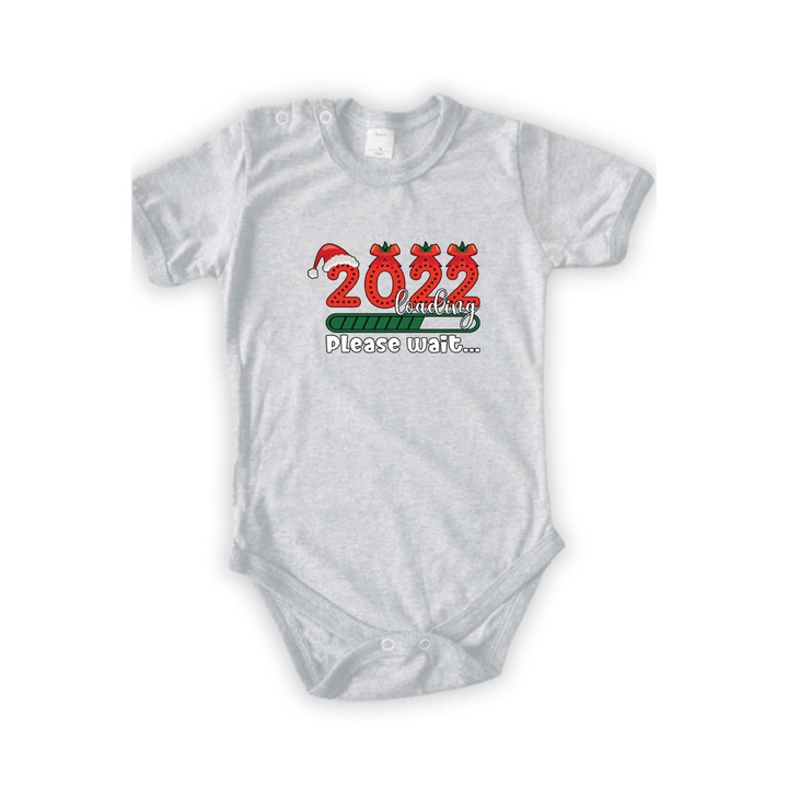 Body de Craciun pentru bebelusi Tralala 2022 incarcare ani, asteptati 2, gri, XL - 80 (12-18 luni)