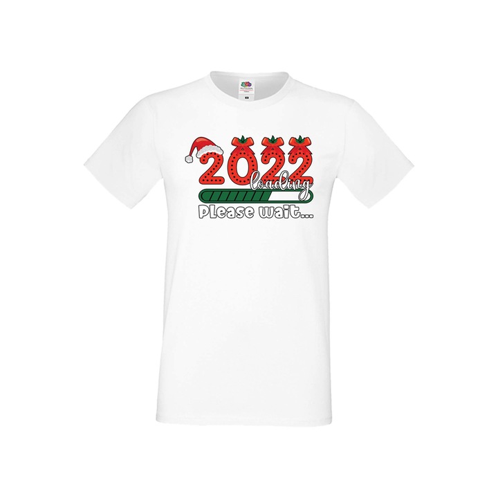 Tricou de Craciun pentru barbati Tralala 2022 incarcare ani, asteptati 2, alb, 4XL