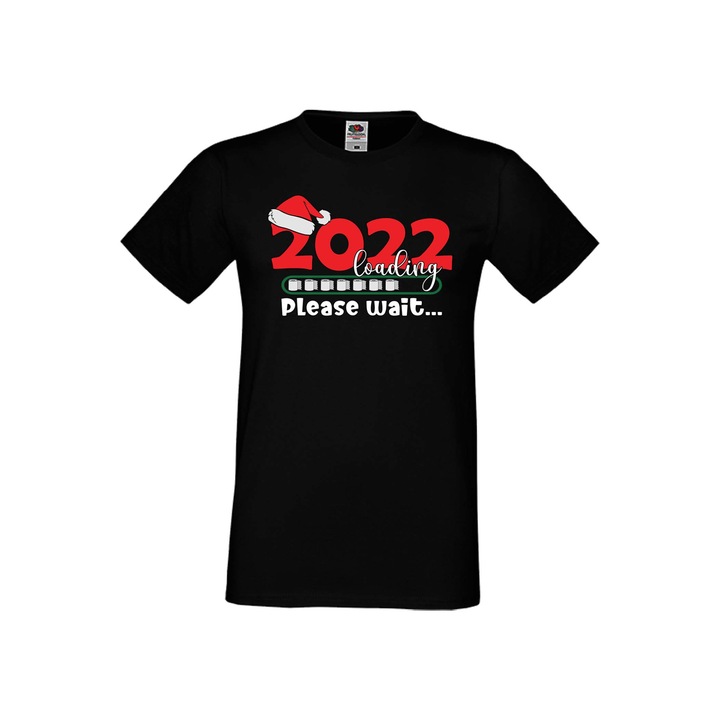 Tricou de Craciun pentru barbati Tralala 2022 se incarca, asteptati 3, Negru, 4XL