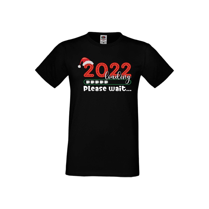 Tricou de Craciun pentru barbati Tralala 2022 se incarca, asteptati 4, Negru, 4XL