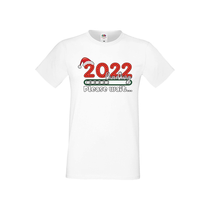 Tricou de Craciun pentru barbati Tralala 2022 se incarca, asteptati 4, Alb, 5XL
