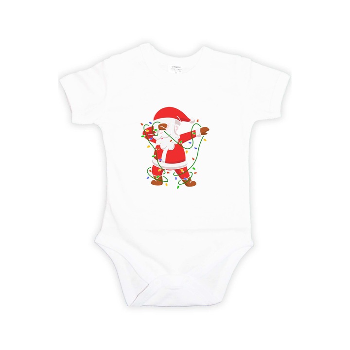Body de Craciun pentru bebelusi Tralala Dabbing Santa, alb, XS - 56 (1-3 luni)