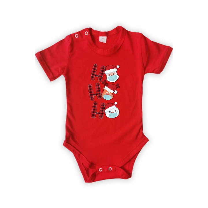 Body de Craciun pentru bebelusi Tralala HO HO HO Mascat Mos Craciun Om de zapada, rosu, XS - 56 (1-3 luni)