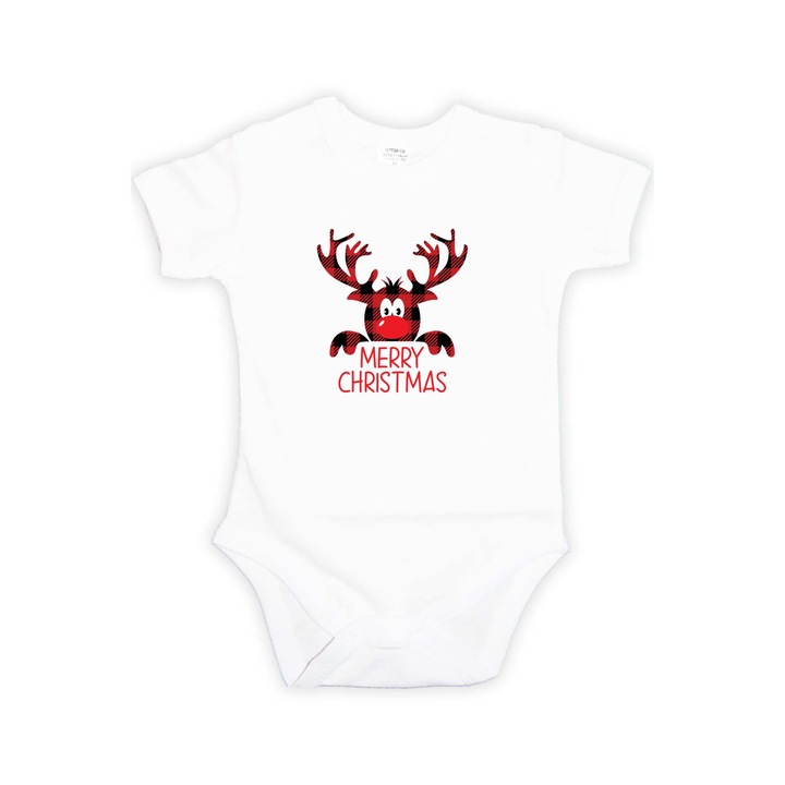 Бебешко Коледно Боди Tralala Reindeer merry christmas, Бял, 2XL - 86 (18-24 месеца)