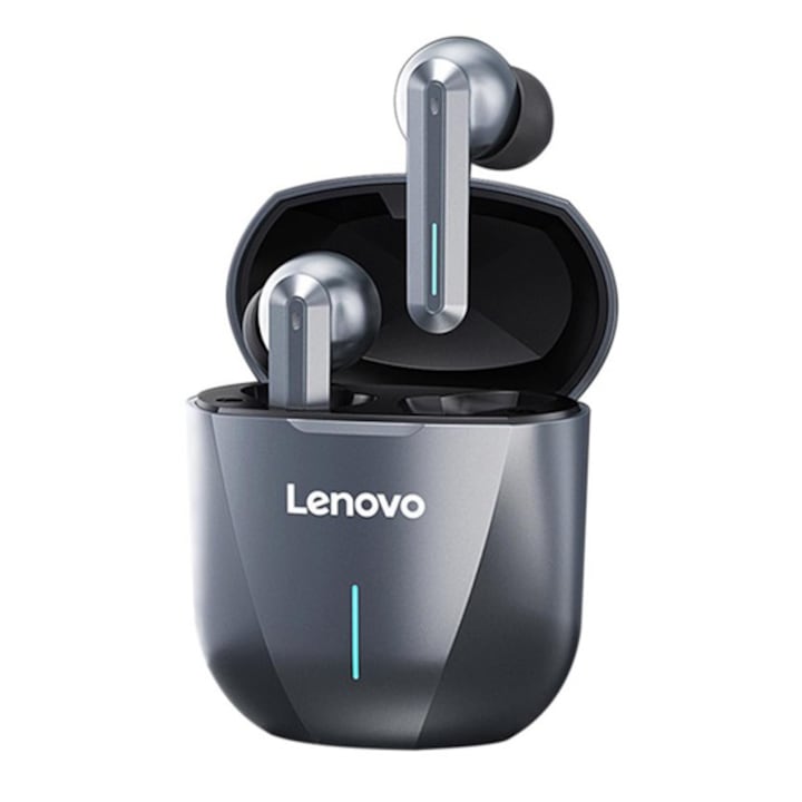 Слушалки LENOVO XG01 bluetooth STEREO, v5.0, TWS, микрофон + кутия за зареждане, сиви
