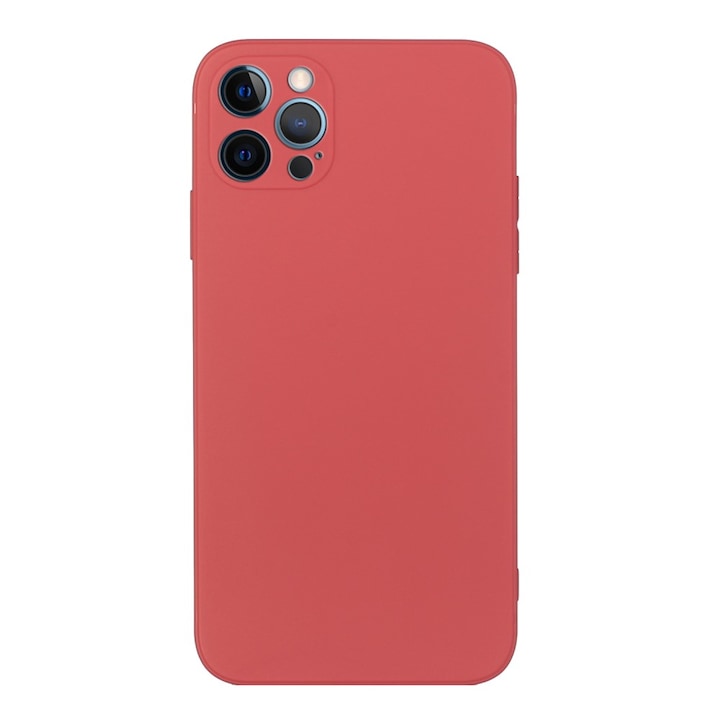 Силиконов Кейс за Apple iPhone 13 Pro Max, Защита на камерите, Розово-червен