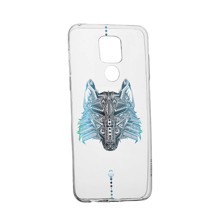 Силиконов калъф Unique за Xiaomi Redmi Note 9, Wolf, Transparent TR 50