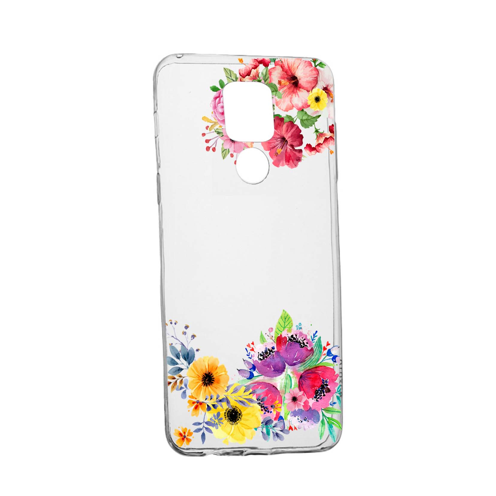 Husa Silicon Compatibila Cu Motorola Moto E7 Plus, Flowers, rezistenta la uzura, anti-alunecare, 56