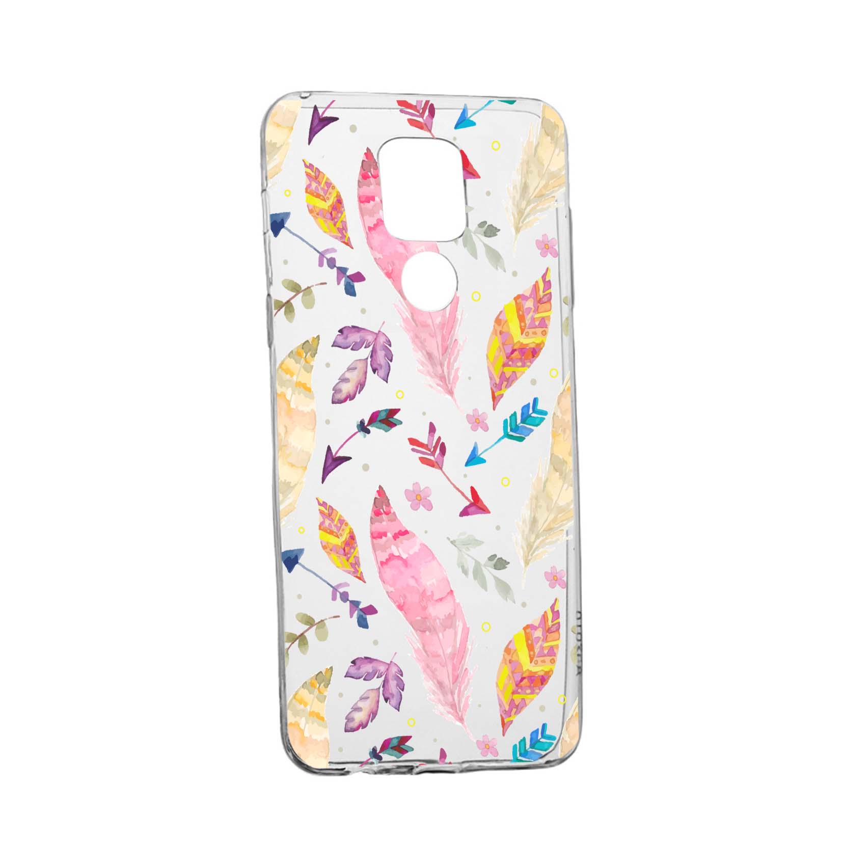 Husa Silicon Compatibila Cu Motorola Moto E7 Plus, Feathers, rezistenta la uzura, anti-alunecare, 68