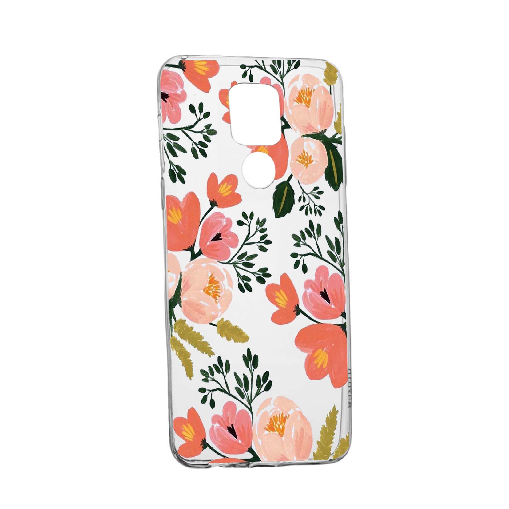 Husa Silicon Flowers, Pastel colors, Compatibila Cu Motorola Moto E7 Plus, rezistenta la uzura, anti-alunecare, 504