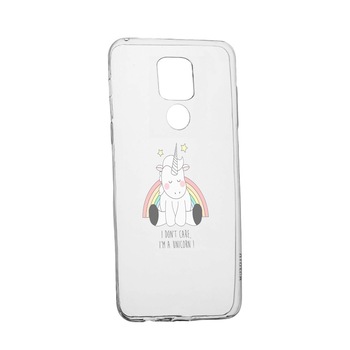Husa Silicon Unicorn - I Don't Care, Compatibila Cu Motorola Moto E7 Plus, rezistenta la uzura, anti-alunecare, 524 Husa Silicon Unicorn - I Don't Care, Compatibila Cu Motorola Moto E7 Plus, rezistenta la uzura, anti-alunecare, 524