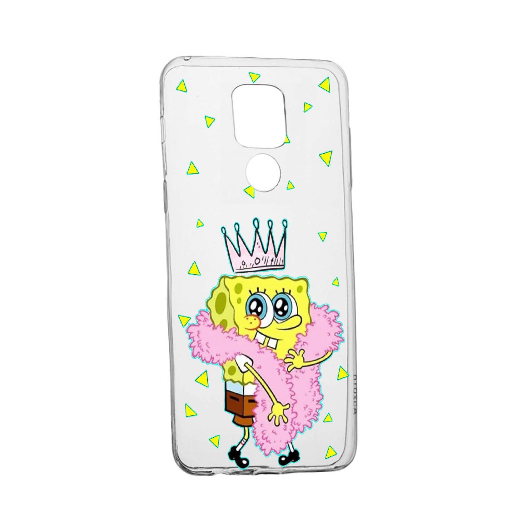 Husa Silicon SpondeBob, Compatibila Cu Motorola Moto E7 Plus, rezistenta la uzura, anti-alunecare, 597