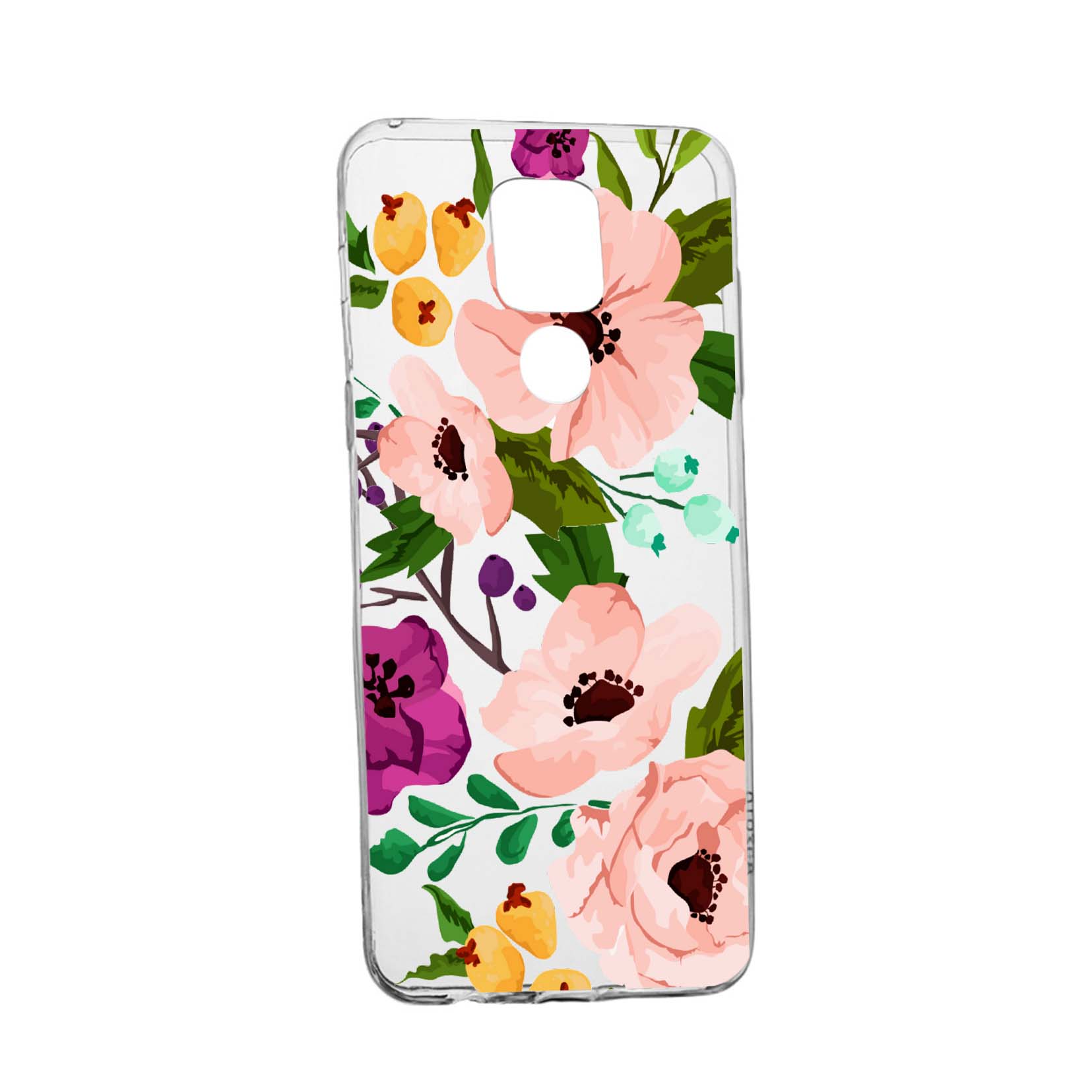 Husa Silicon Flowers, Compatibila Cu Motorola Moto E7 Plus, rezistenta la uzura, anti-alunecare, 629