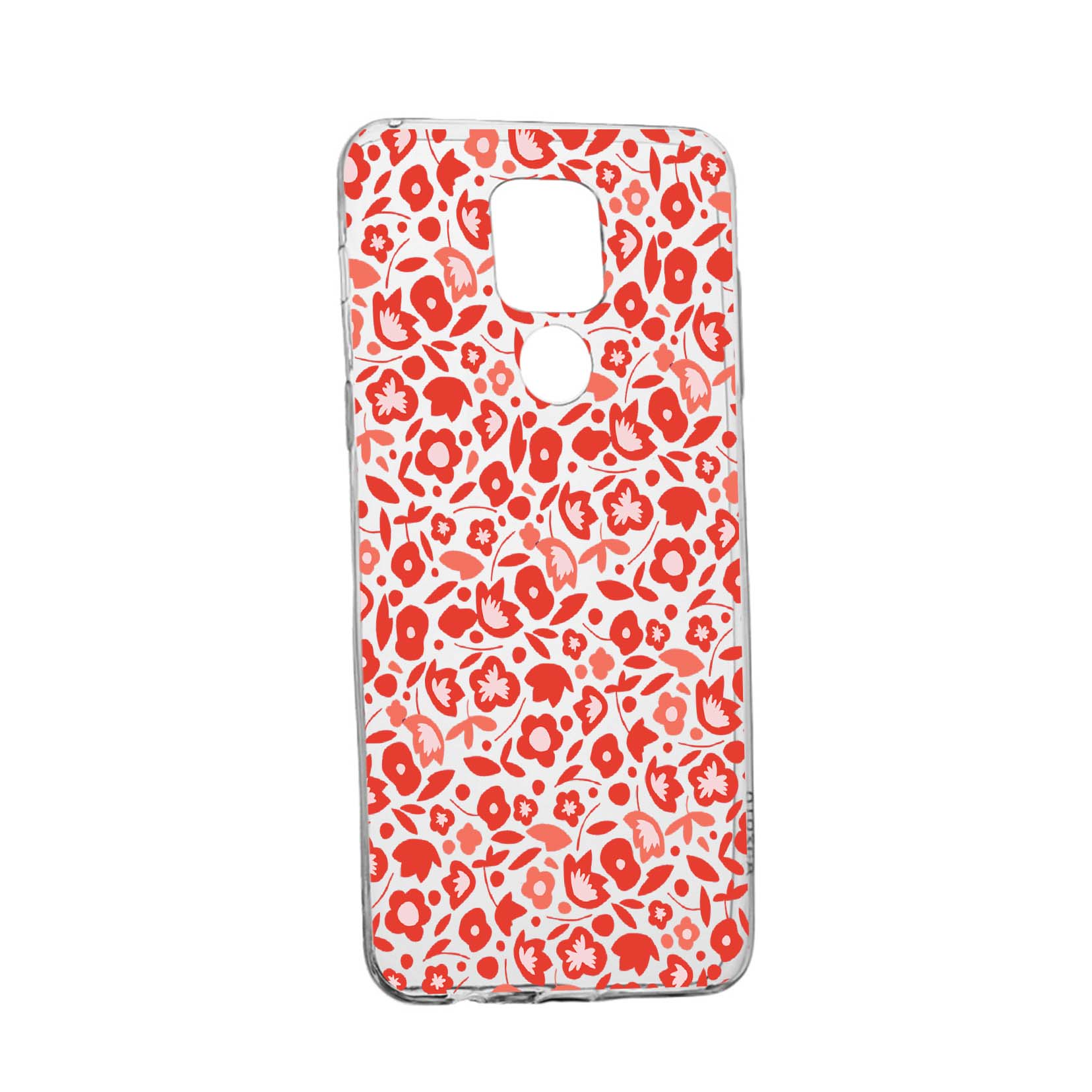 Husa Silicon Red Floweres Pattern, Compatibila Cu Motorola Moto E7 Plus, rezistenta la uzura, anti-alunecare, 631