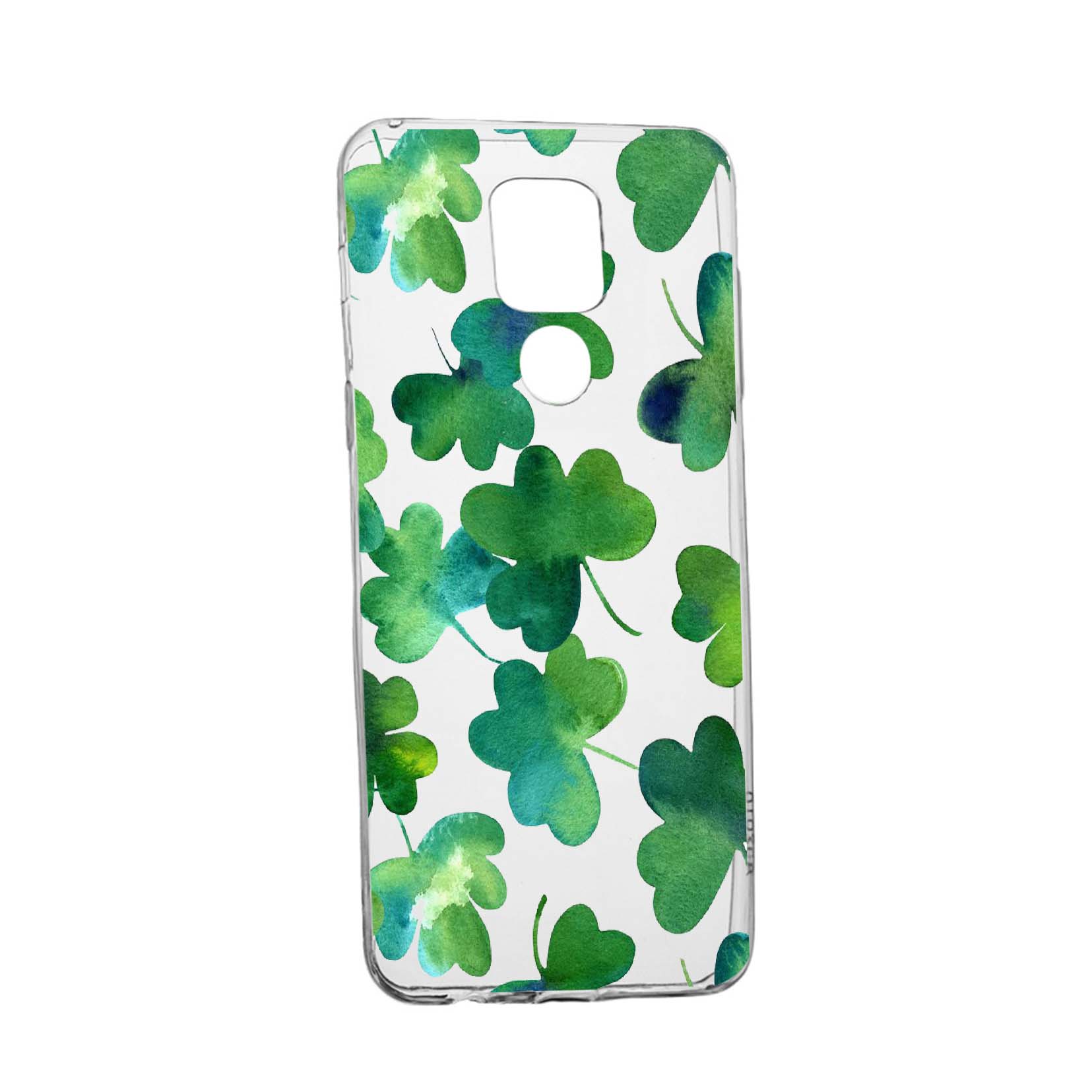 Husa Silicon Green leaf, Compatibila Cu Motorola Moto E7 Plus, rezistenta la uzura, anti-alunecare, 697