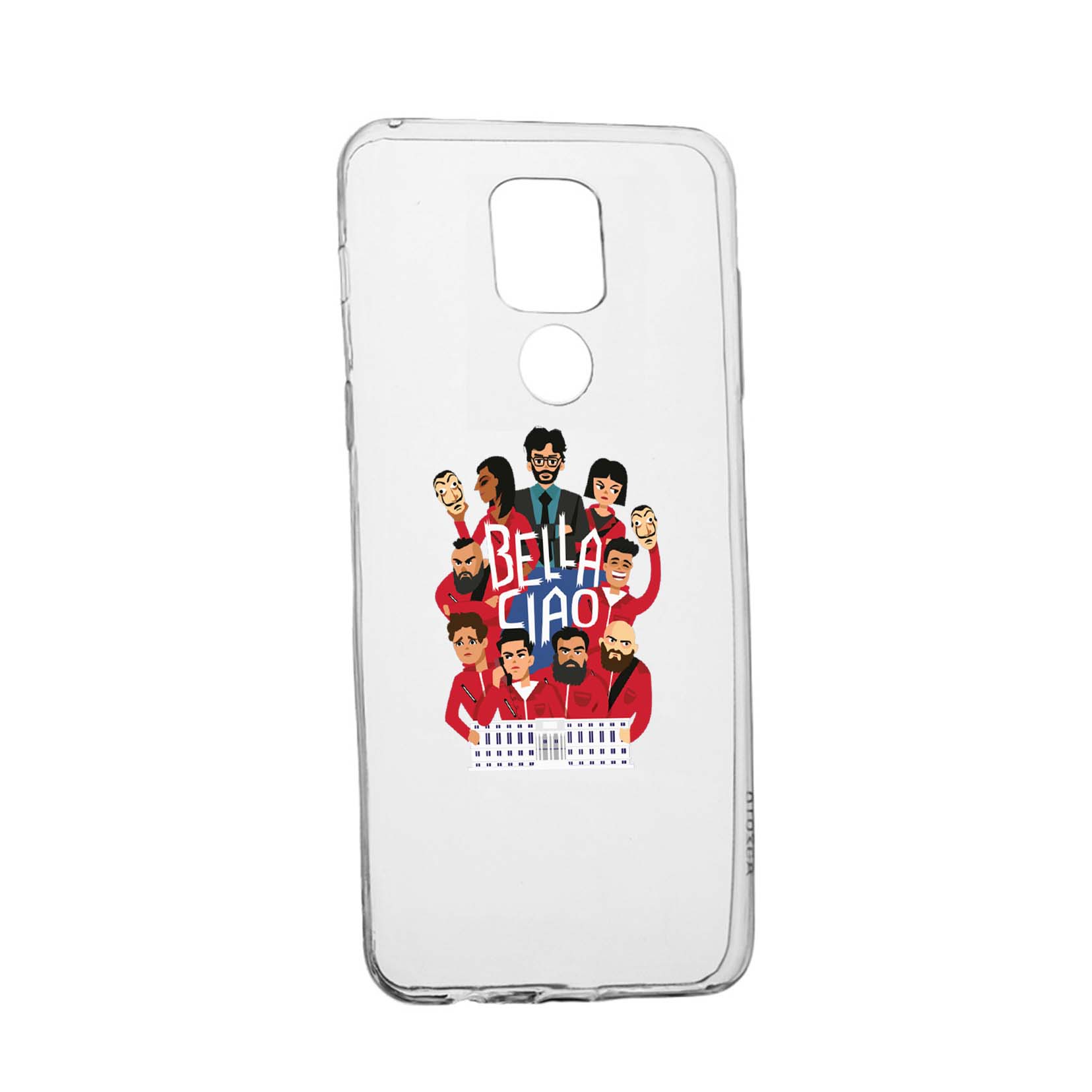 Husa Silicon La Casa De Papel Bella Ciao, Compatibila Cu Motorola Moto E7 Plus, rezistenta la uzura, anti-alunecare, 718