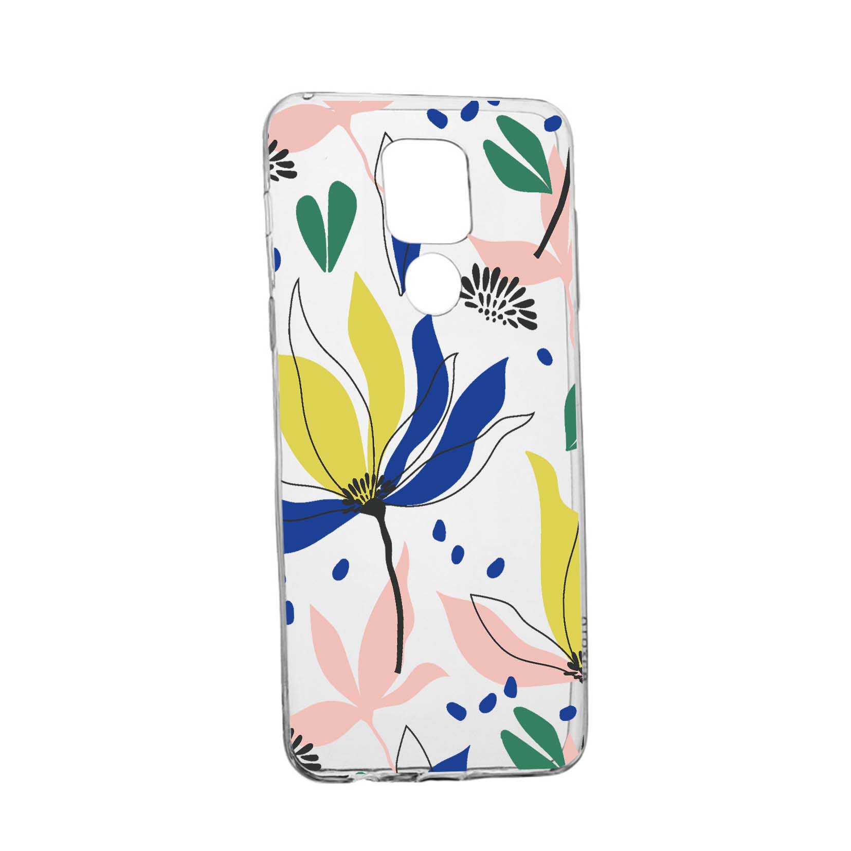 Husa Silicon Compatibila cu Motorola Moto E7 Plus, Flowers Pattern, rezistenta la uzura, anti-alunecare, 754