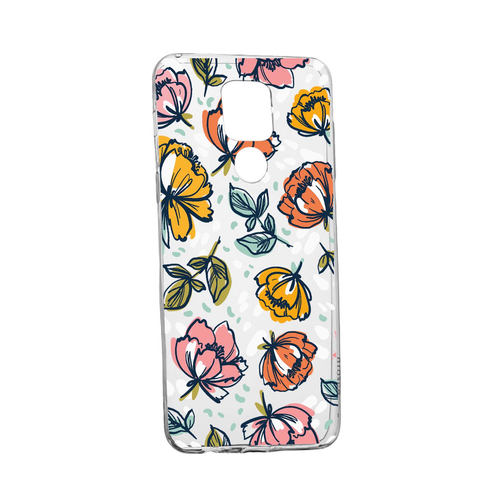 Husa Silicon Compatibila cu Motorola Moto E7 Plus, Flowers - Pastel Colors, rezistenta la uzura, anti-alunecare, 755