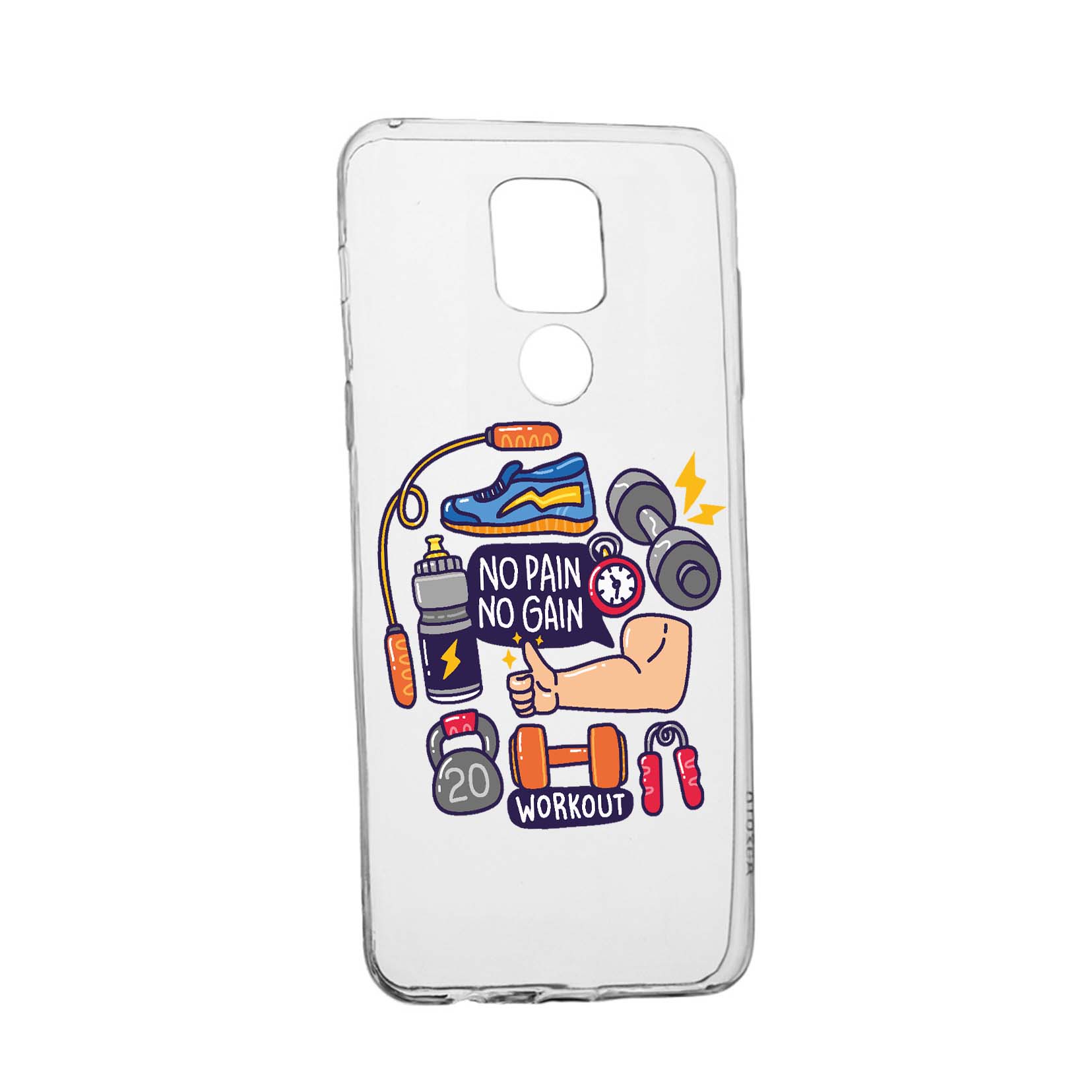 Husa Silicon Compatibila cu Motorola Moto E7 Plus, No Pain No Gain, rezistenta la uzura, anti-alunecare, 783