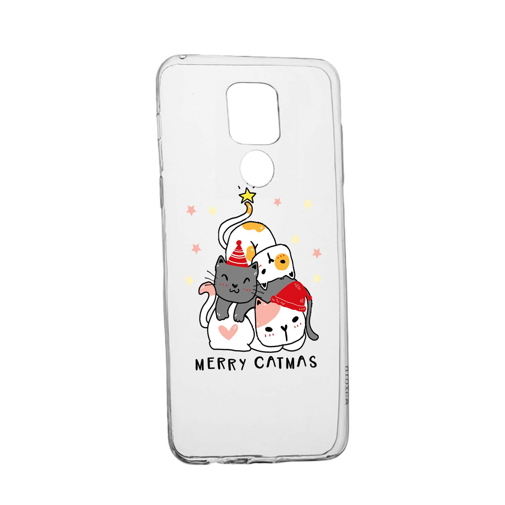 Husa Silicon Compatibila cu Motorola Moto E7 Plus, Merry Catmas, rezistenta la uzura, anti-alunecare, 878