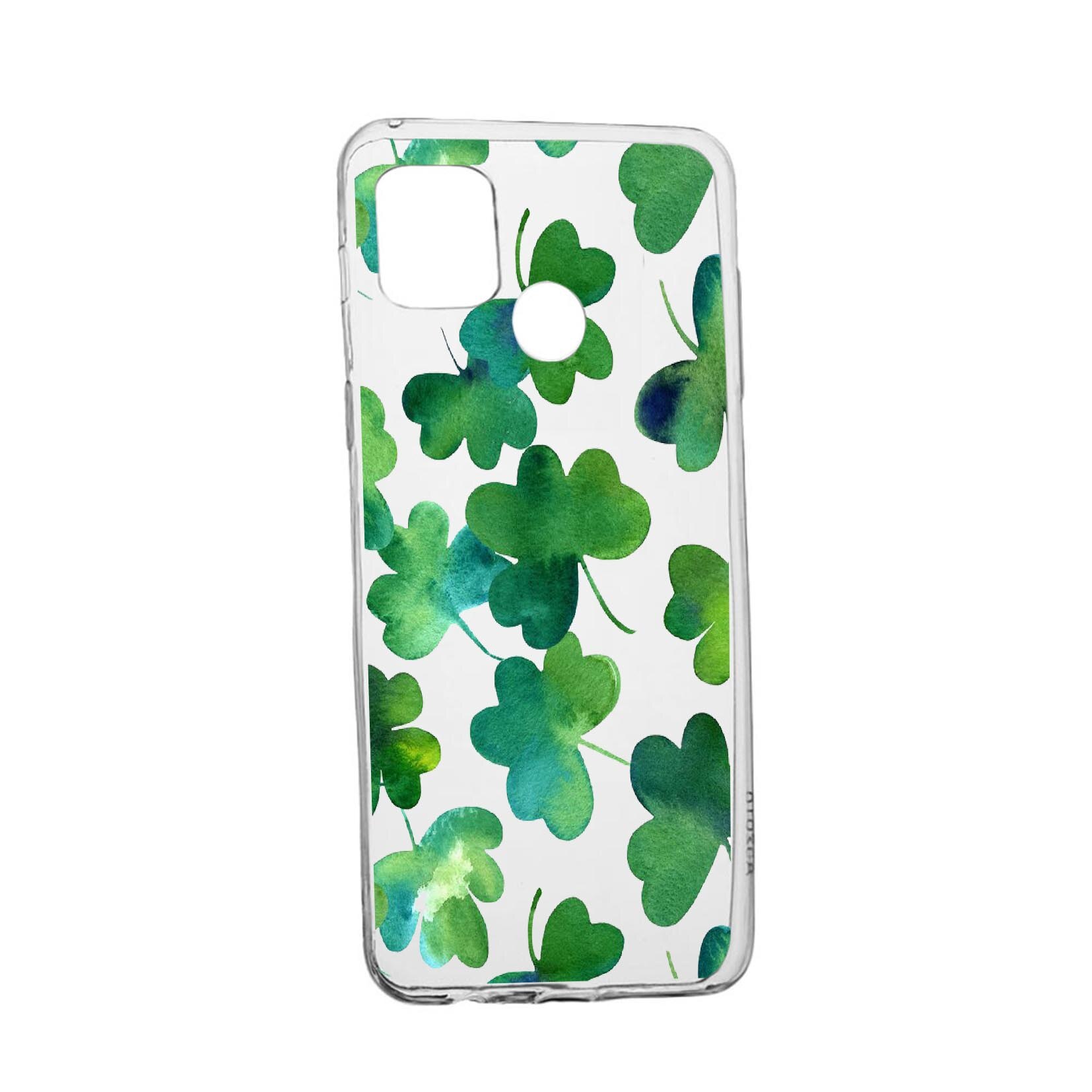 Husa Silicon Green leaf, Compatibila Cu Realme 7i / Realme C12, rezistenta la uzura, anti-alunecare, 697