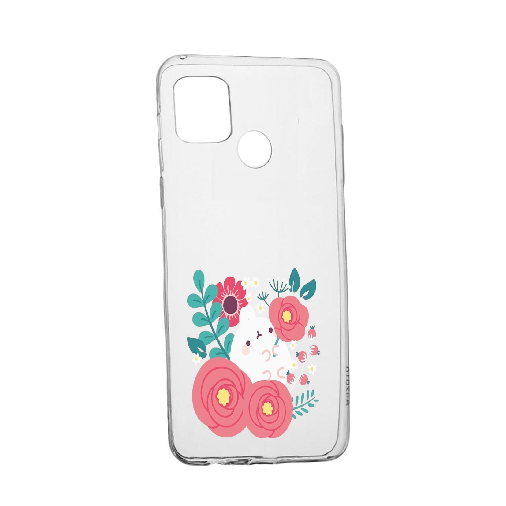 Husa Silicon Rabbit in flowers, Compatibila Cu Realme 7i / Realme C12, rezistenta la uzura, anti-alunecare, 686