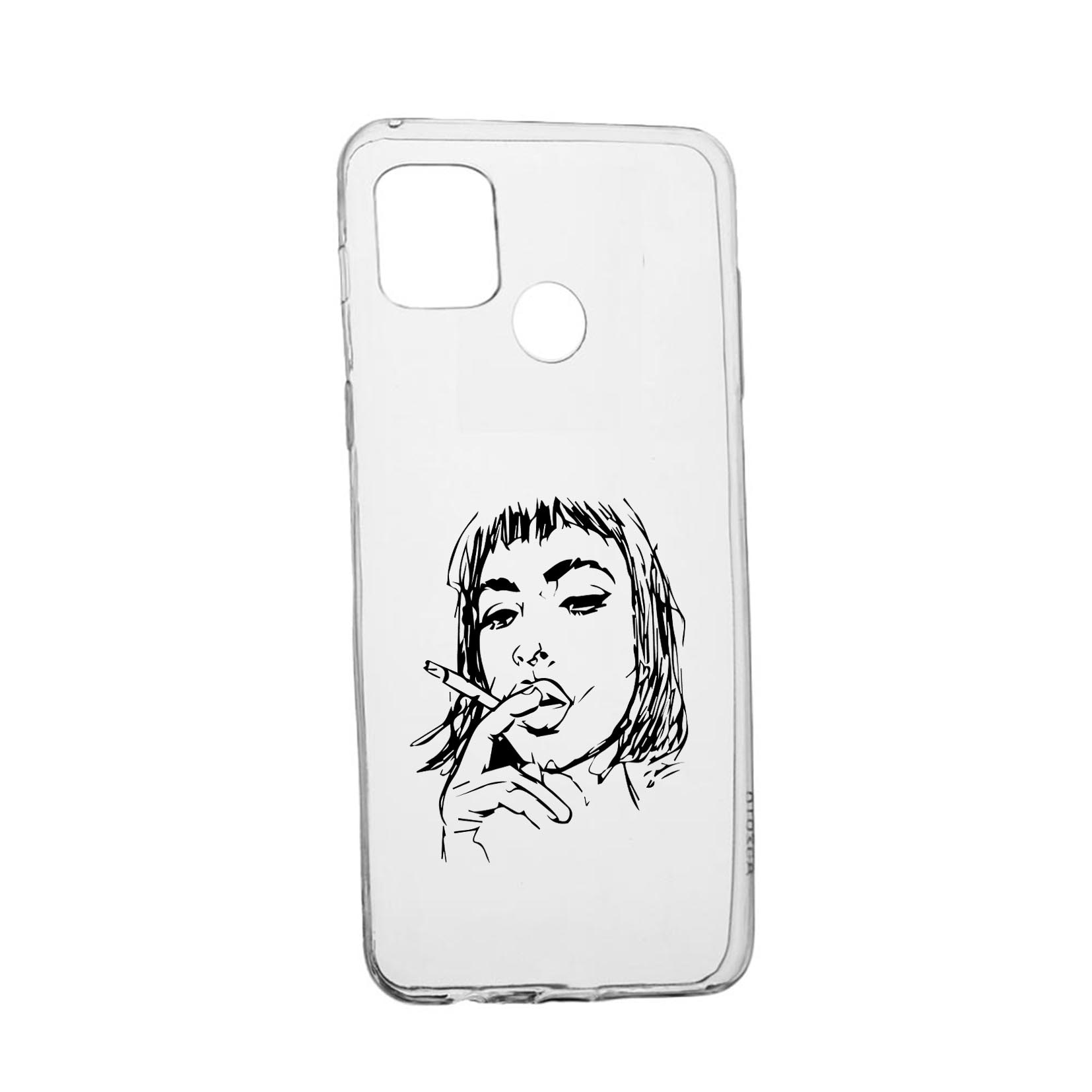 Husa Silicon Compatibila cu Realme 7i / Realme C12, Smoking Woman, rezistenta la uzura, anti-alunecare, 749