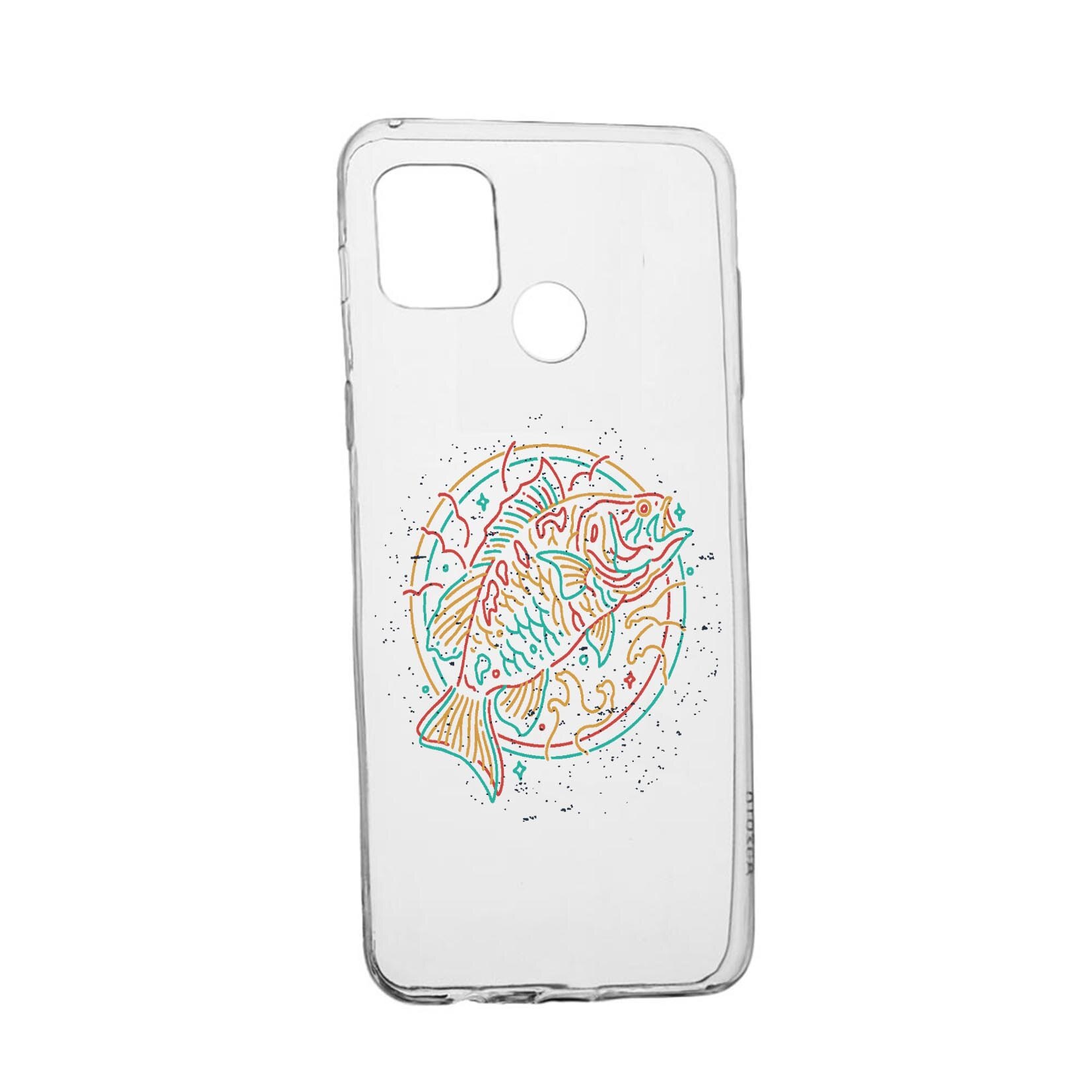 Husa Silicon Compatibila cu Realme 7i / Realme C12, Neon Fish, rezistenta la uzura, anti-alunecare, 798