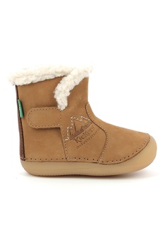 Kickers kids, Ghete din piele intoarsa cu insertii pufoase, Maro deschis/Alb Kickers kids, Ghete din piele intoarsa cu insertii pufoase, Maro deschis/Alb