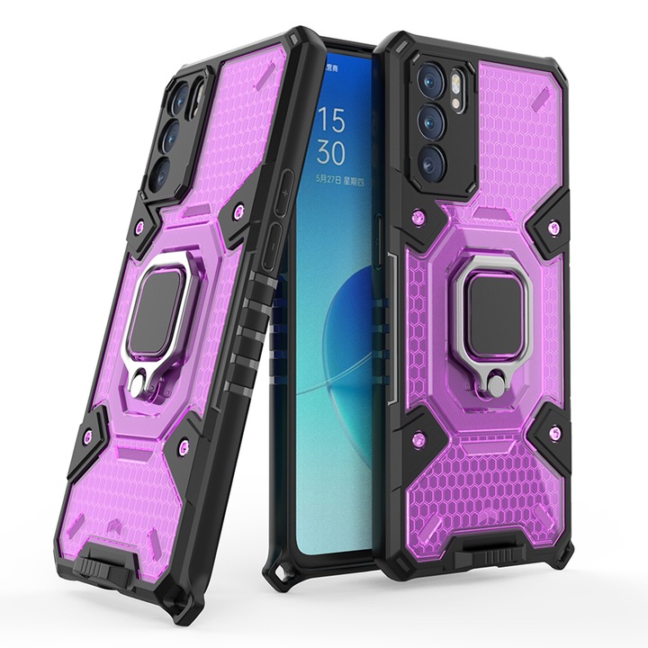 Кейс за Oppo Reno6 5G, Techsuit Honeycomb Armor, Rose-Violet
