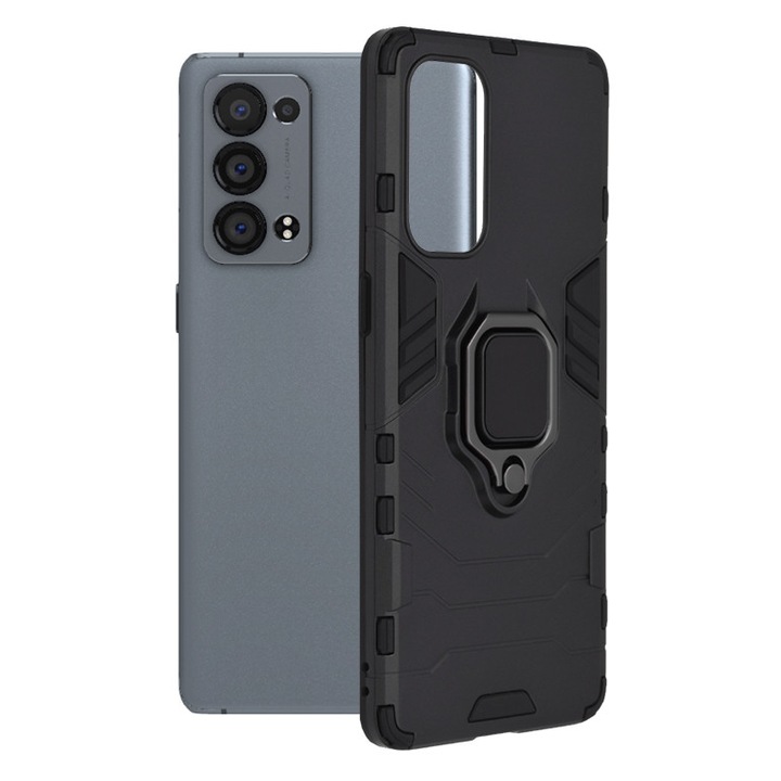 Калъф за телефон за Oppo Reno 6 Pro 5G (Snapdragon), силиконов щит, Techsuit, черен