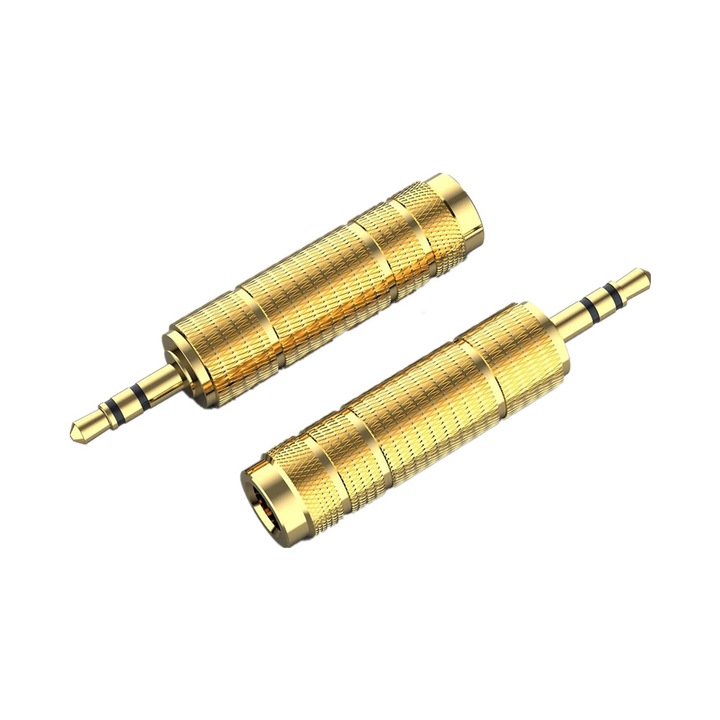 Комплект от 4 FAC адаптера, 3.5 мм / 1/8 инча към 6.35 мм / 1/4 инча, Stereo, Златист