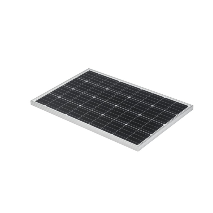 KlaussTech 100W фотоволтаичен слънчев панел, монокристални клетки, 2 x USB, 30 Ah контролер за зареждане, модерен, черен