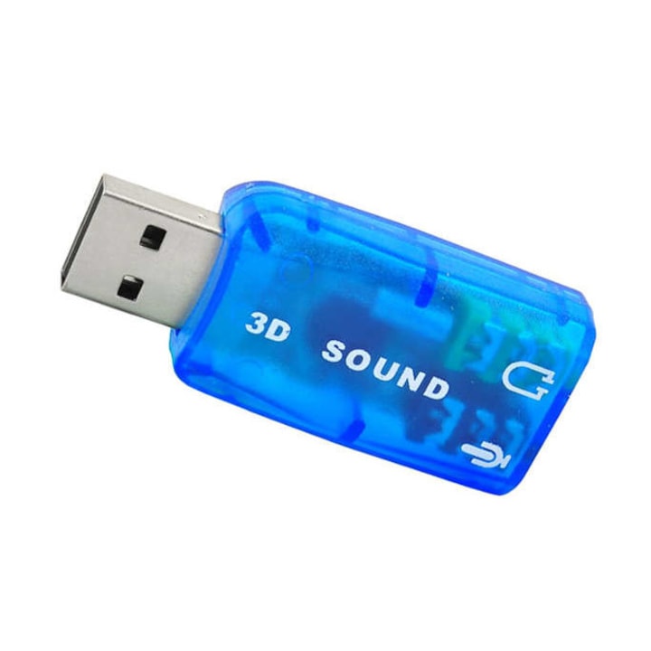 Placa de sunet prin USB, Zola®, externa, albastru