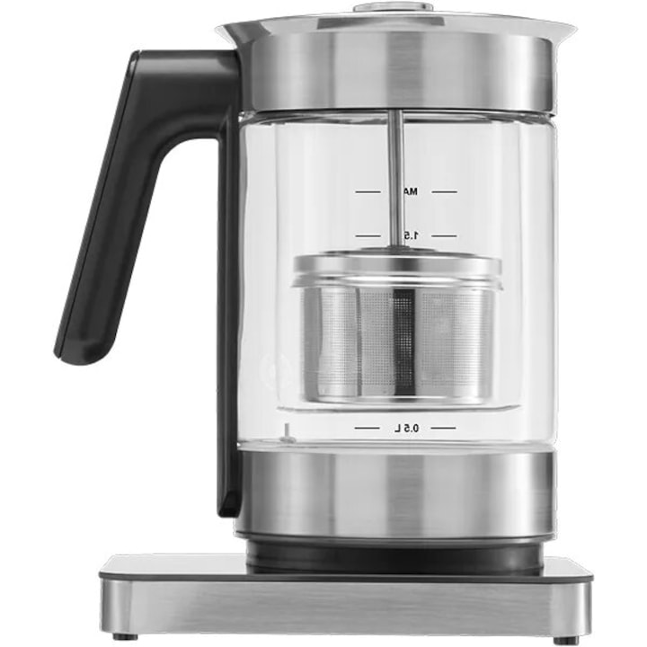 Cana electrică ADLER, 1L, 1100W, control temperatura 40-100C, alb-argintiu, 30x20x17cm