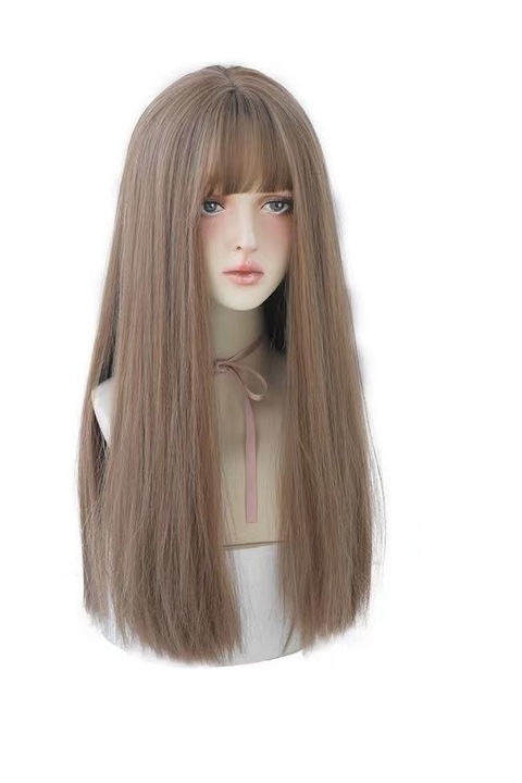 OEM hosszú paróka frufruval, természetes haj, 58cm, szőke
