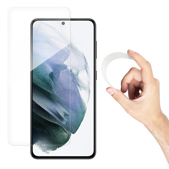 Wozinsky Nano Flexi képernyővédő fólia Samsung Galaxy S21 5G-vel kompatibilis, edzett üveg, 9H, átlátszó