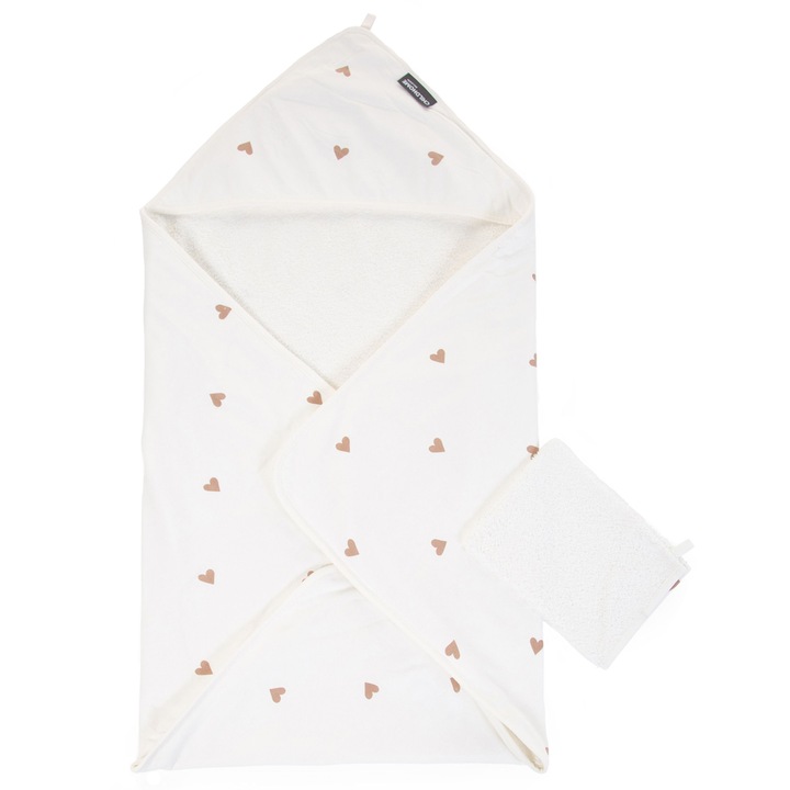 Paturica Childhome Jerse/Muselina 80x100 cm, Inimioare, Alb