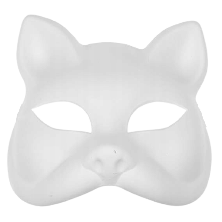 Masca de plastic, pisica, alb