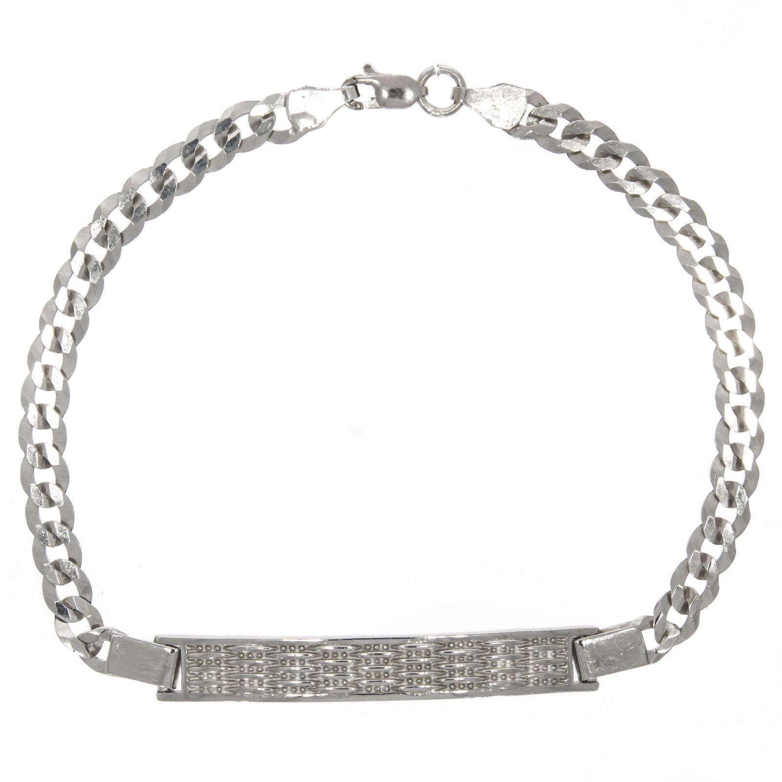 Bratara Argint Barbateasca cu Zale si Placuta Texturata