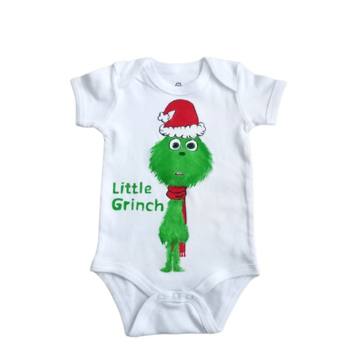 Body bebe, Little Grinch, bumbac,, Alb