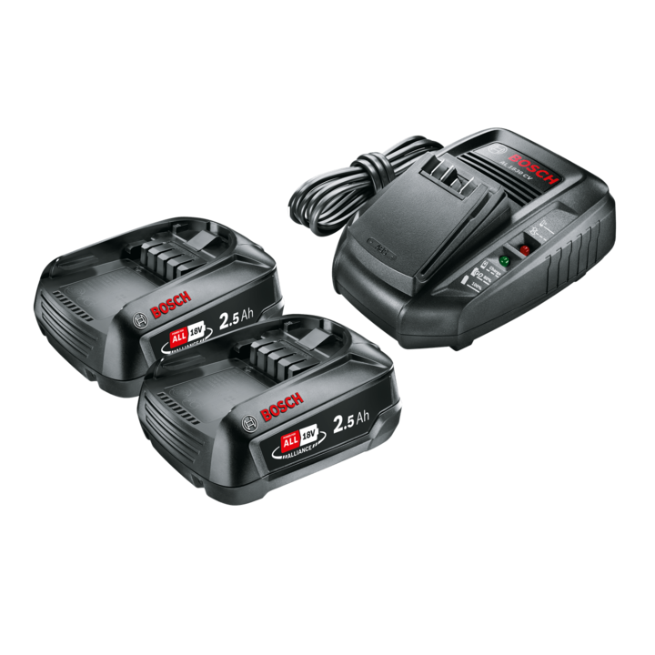 Комплект 2 батерии и бързо зарядно Bosch 1600A011LD, 18 V, 2.5 Ah, Технология Power For All