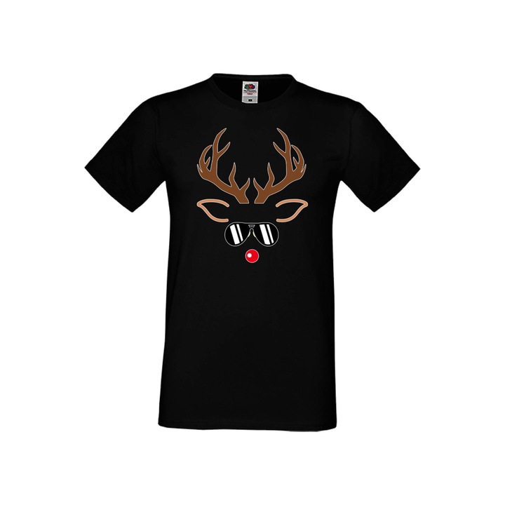 Tricou de Craciun Tralala Reindeer Faces pentru barbati, negru, 5XL